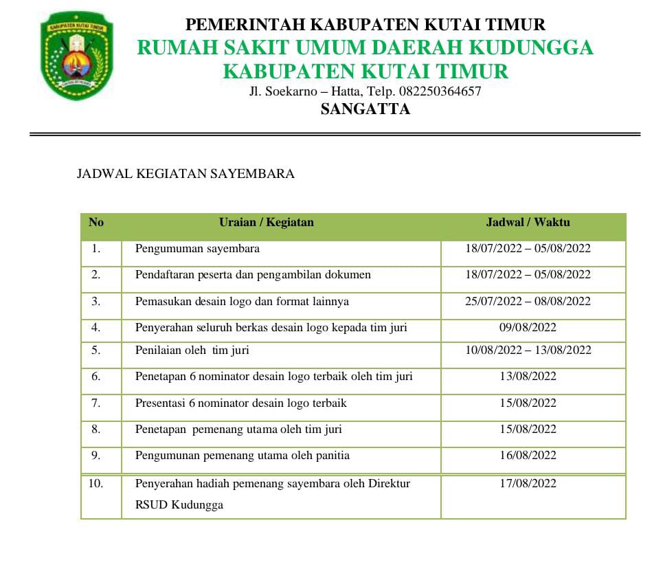 RSUD Kudungga Gelar Sayembara Pembuatan Logo