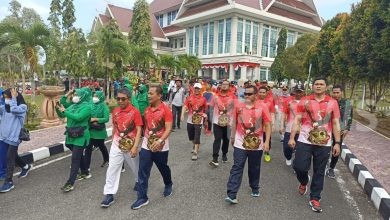 Lanal Sangatta Gelar Senam dan Jalan Sehat Peringaati HUT Ke-77 RI
